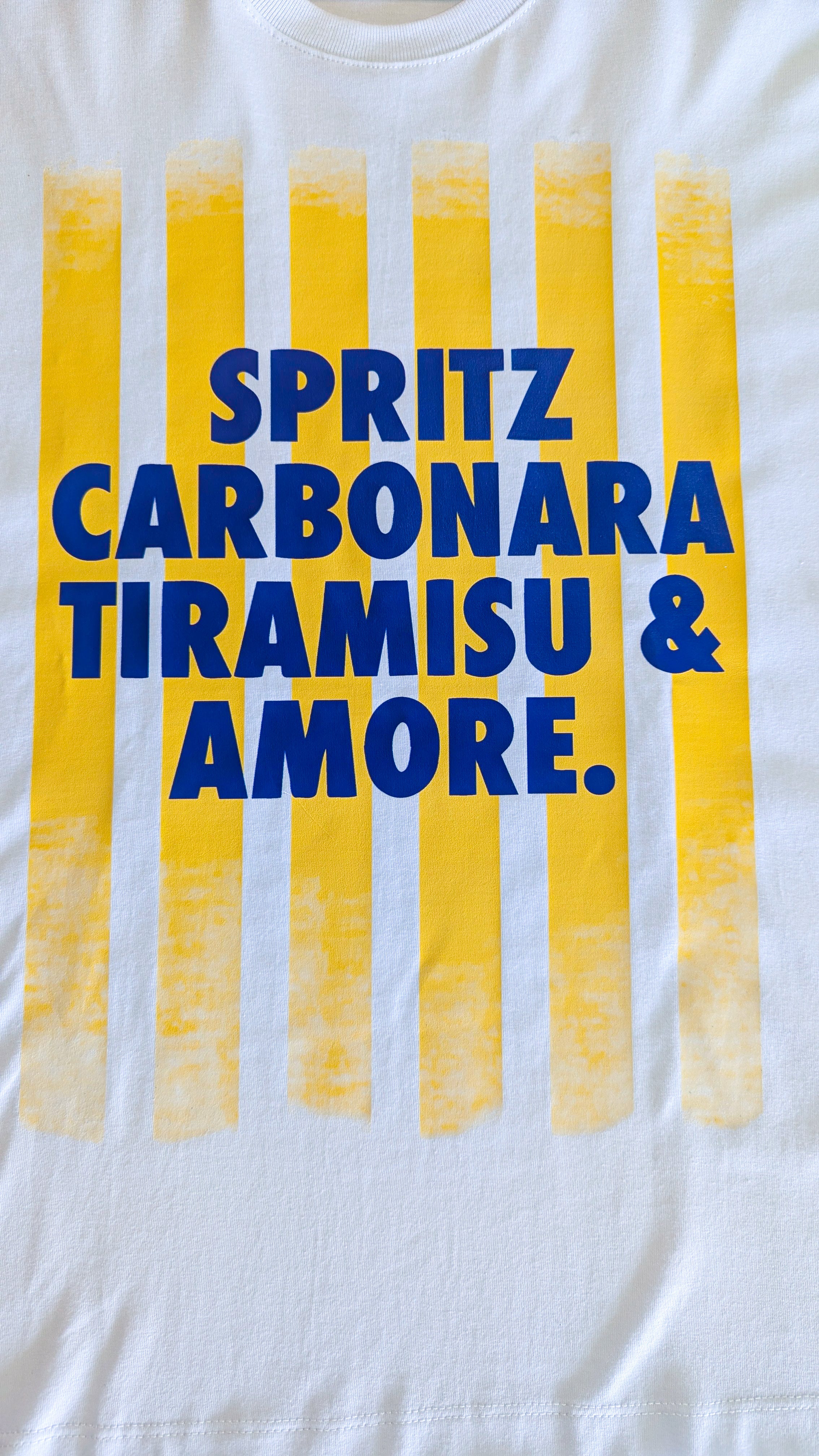 Camiseta Oversized Spritz, Carbonara, Tiramisu y Amore